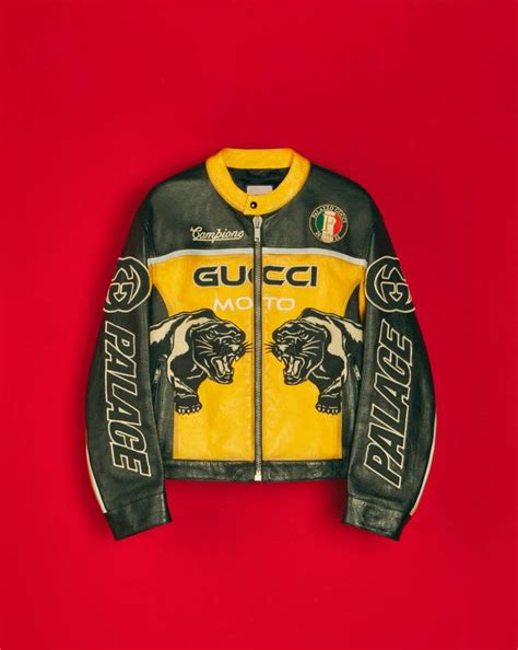 palace x gucci leather jacket|Gucci X palace accessories.